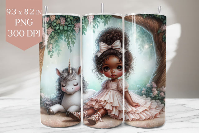 Whimsical Girl & Unicorn Tumbler Wrap Sublimation BijouBay 