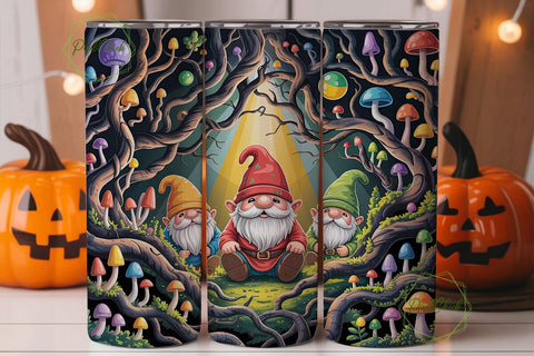 Whimsical Gnome Forest 20oz Tumbler Wrap Sublimation PixelChick 