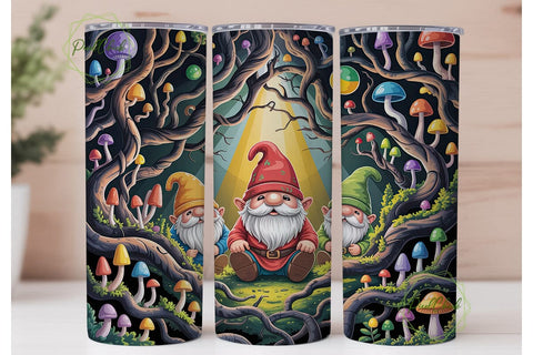Whimsical Gnome Forest 20oz Tumbler Wrap Sublimation PixelChick 
