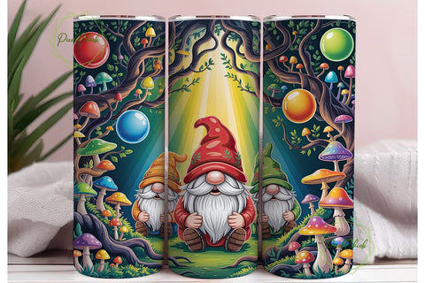 Whimsical Gnome Forest 20oz Tumbler Wrap Sublimation PixelChick 
