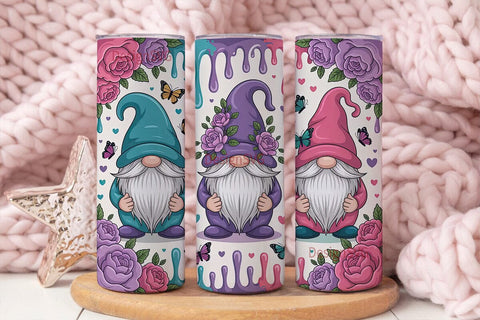 Whimsical Gnome Garden 20oz Tumbler Wrap Sublimation DesignSVG 