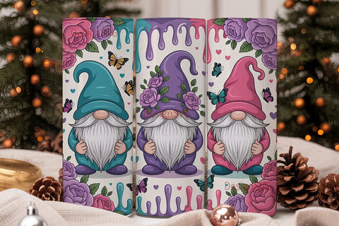 Whimsical Gnome Garden 20oz Tumbler Wrap Sublimation DesignSVG 