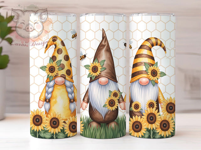 Whimsical Gnome Garden Art Tumbler, Sunflower Lover Cup, Cute Garden Design, Whimsical Present, Garden Decor Gift, Flower Gnome Tumbler, Garden Art Cup Sublimation Lara' s Designs 