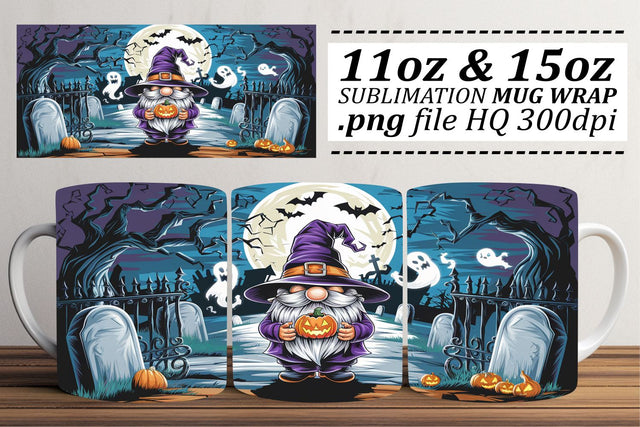 Whimsical Gnome Halloween Mug Wrap Sublimation afrosvg 