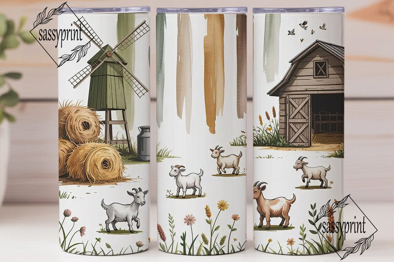 Whimsical Goat Farm 20oz Tumbler Wrap Sublimation sassyprint 