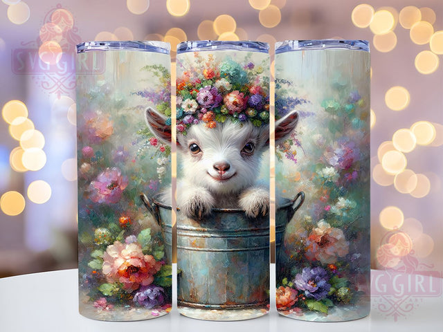 Whimsical Goat in Tub Tumbler, Cute Farm Goat Tumbler, Rustic Goat Wrap, Whimsical Goat Wrap, Country Farm Wrap, Sublimation Design, Trendy Gift Idea Sublimation SvggirlplusArt 