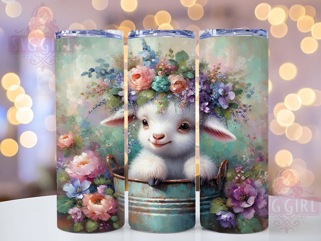 Whimsical Goat in Tub Tumbler, Cute Farm Goat Tumbler, Rustic Goat Wrap, Whimsical Goat Wrap, Country Farm Wrap, Sublimation Design, Trendy Gift Idea Sublimation SvggirlplusArt 