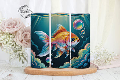 Whimsical Goldfish 20oz Tumbler Wrap Sublimation sassyprint 