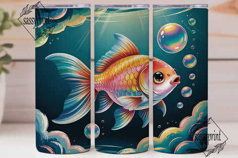 Whimsical Goldfish 20oz Tumbler Wrap Sublimation sassyprint 