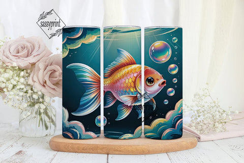 Whimsical Goldfish 20oz Tumbler Wrap Sublimation sassyprint 