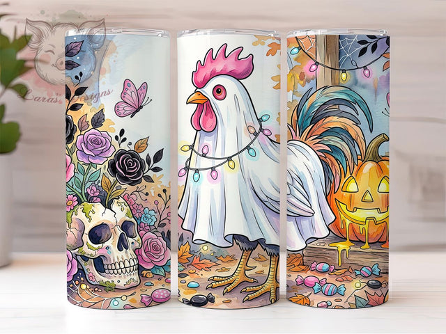 Whimsical Gothic Chicken 20oz Tumbler, Chicken Motif, Gothic Style, Whimsical Design, Halloween Theme, Spooky Charm, 20oz Wrap, Sublimation Tumbler Sublimation Lara' s Designs 