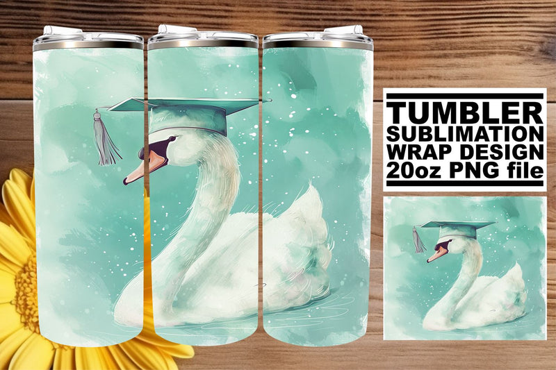 Whimsical Grad Cap Animal Tumbler Wrap - 20oz Sublimation Design Sublimation afrosvg 