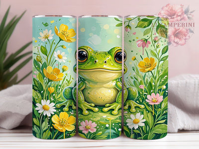 Whimsical Green Frog 20oz Tumbler, Green Frog, Whimsical Design, Cute Animal, Playful Style, Nature Inspired, 20oz Wrap, Sublimation Tumbler Sublimation Li Zamperini 