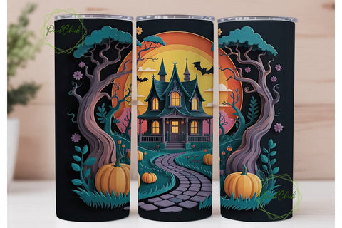 Whimsical Halloween 20oz Tumbler Wrap Sublimation PixelChick 