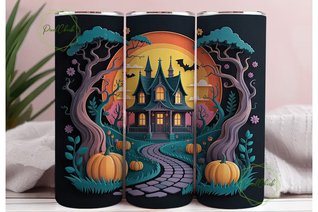 Whimsical Halloween 20oz Tumbler Wrap Sublimation PixelChick 