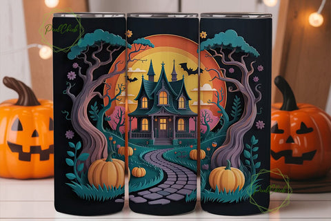 Whimsical Halloween 20oz Tumbler Wrap Sublimation PixelChick 
