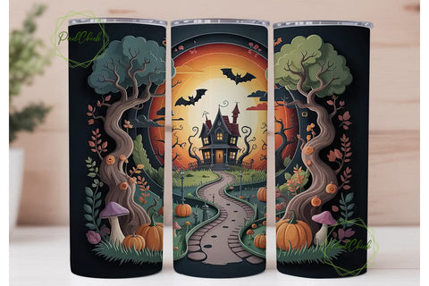 Whimsical Halloween 20oz Tumbler Wrap Sublimation PixelChick 
