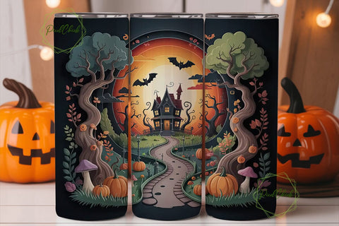 Whimsical Halloween 20oz Tumbler Wrap Sublimation PixelChick 
