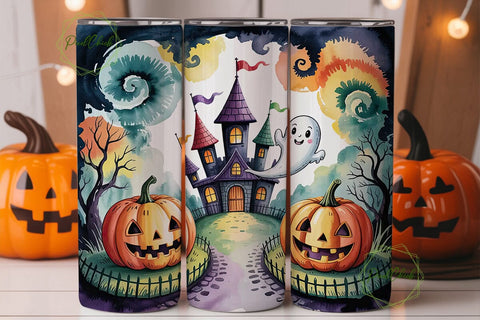 Whimsical Halloween Castle 20oz Tumbler Sublimation PixelChick 