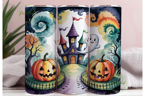 Whimsical Halloween Castle 20oz Tumbler Sublimation PixelChick 
