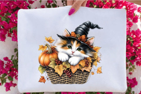 Whimsical Halloween Cat PNG Clipart. Sublimation SVGArt 