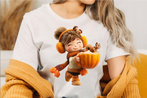 Whimsical Halloween Coffee Girl Clipart Bundle. Sublimation SVGArt 