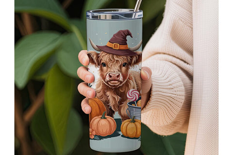 Whimsical Halloween Cow 20oz Tumbler Sublimation DesignSVG 