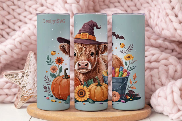 Whimsical Halloween Cow 20oz Tumbler Sublimation DesignSVG 