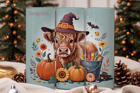 Whimsical Halloween Cow 20oz Tumbler Sublimation DesignSVG 