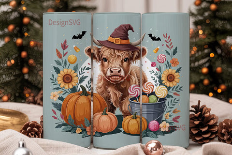 Whimsical Halloween Cow 20oz Tumbler Sublimation DesignSVG 