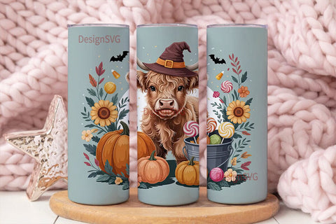 Whimsical Halloween Cow 20oz Tumbler Sublimation DesignSVG 
