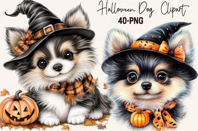 Whimsical Halloween Dog PNG Clipart Sublimation SVGArt 