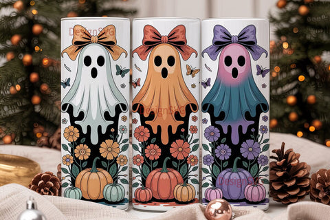 Whimsical Halloween Ghosts 20oz Tumbler Sublimation DesignSVG 