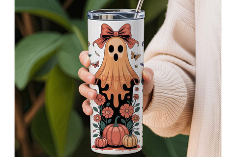 Whimsical Halloween Ghosts 20oz Tumbler Sublimation DesignSVG 