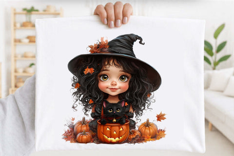 Whimsical Halloween Girl Clipart Bundle Sublimation SVGArt 