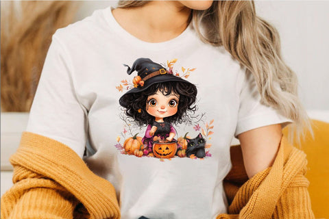 Whimsical Halloween Girl Clipart Bundle Sublimation SVGArt 