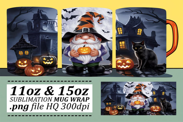 Whimsical Halloween Gnome Mug Wrap Sublimation afrosvg 