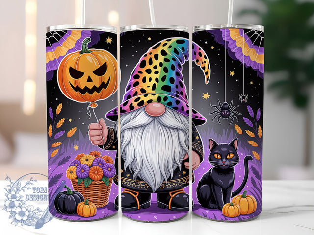 Whimsical Halloween Gnome Tumbler, Spooky Vibes Cup, 20Oz Sublimation Wrap, Autumn Gnome Mug, Cute Halloween Drinkware, Gnome Halloween Design, Whimsical Spooky Tumbler Sublimation ToriDesigns 