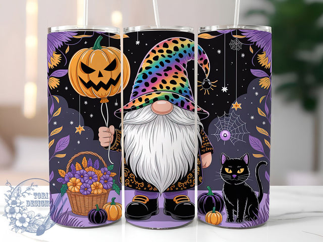 Whimsical Halloween Gnome Tumbler, Spooky Vibes Cup, 20Oz Sublimation Wrap, Autumn Gnome Mug, Cute Halloween Drinkware, Gnome Halloween Design, Whimsical Spooky Tumbler Sublimation ToriDesigns 