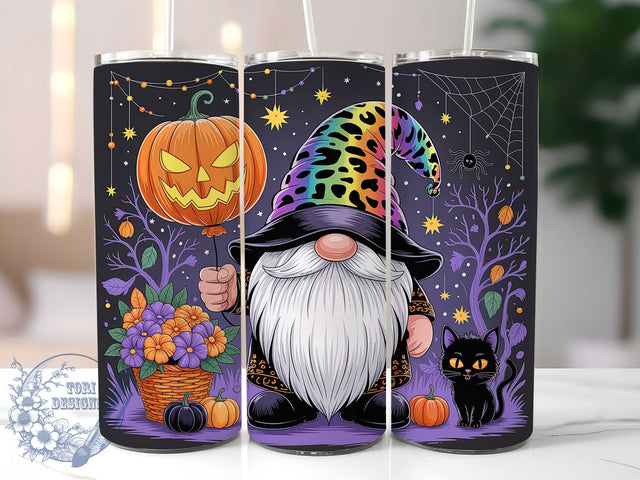 Whimsical Halloween Gnome Tumbler, Spooky Vibes Cup, 20Oz Sublimation Wrap, Autumn Gnome Mug, Cute Halloween Drinkware, Gnome Halloween Design, Whimsical Spooky Tumbler Sublimation ToriDesigns 