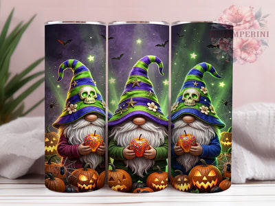 Whimsical Halloween Gnomes 20oz Tumbler, Halloween Gnomes, Whimsical Design, Spooky Cute, Festive Vibes, Holiday Charm, 20oz Wrap, Sublimation Tumbler Sublimation Li Zamperini 
