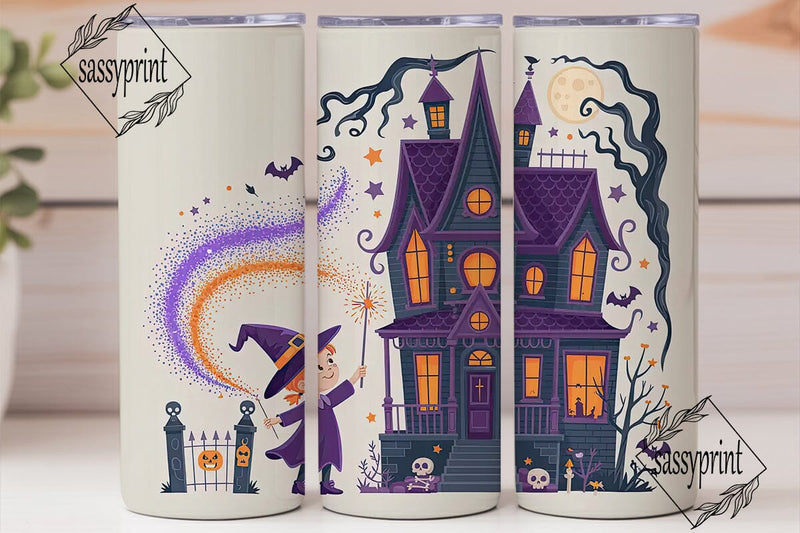 Whimsical Halloween House 20oz Tumbler Sublimation sassyprint 