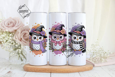 Whimsical Halloween Owls 20oz Tumbler Sublimation sassyprint 