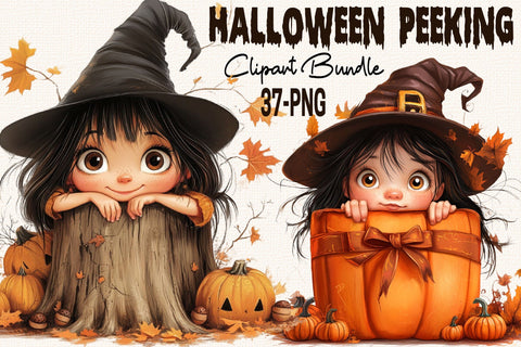 Whimsical Halloween Peeking Clipart Sublimation SVGArt 