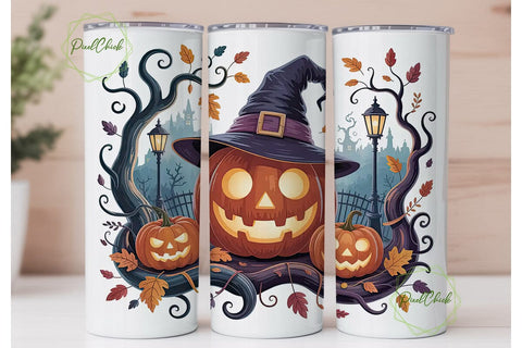 Whimsical Halloween Pumpkin 20oz Tumbler Sublimation PixelChick 