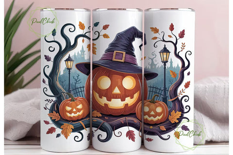 Whimsical Halloween Pumpkin 20oz Tumbler Sublimation PixelChick 