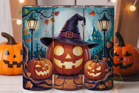 Whimsical Halloween Pumpkin 20oz Tumbler Sublimation PixelChick 