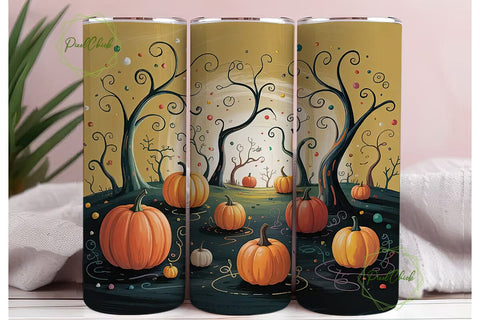 Whimsical Halloween Pumpkins Tumbler Sublimation PixelChick 