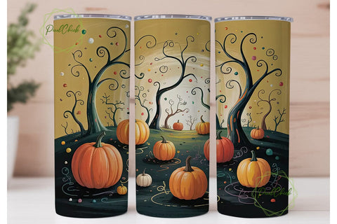 Whimsical Halloween Pumpkins Tumbler Sublimation PixelChick 
