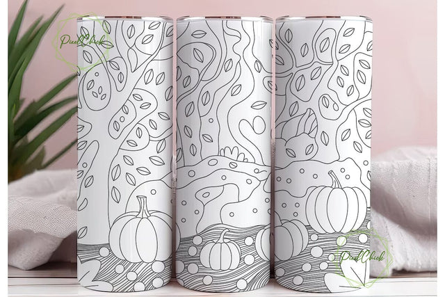 Whimsical Halloween Pumpkins Tumbler Sublimation PixelChick 
